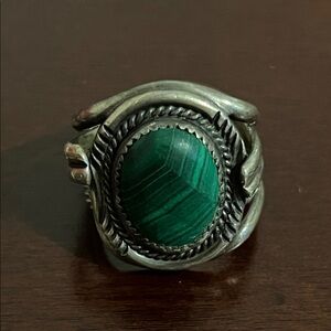 Elegant Green Stone Silver Ring